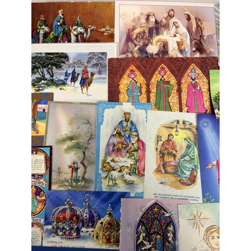 Vintage Christmas Cards Fronts ONLY Nativity Scrapbooking Crafts Lot of 50+